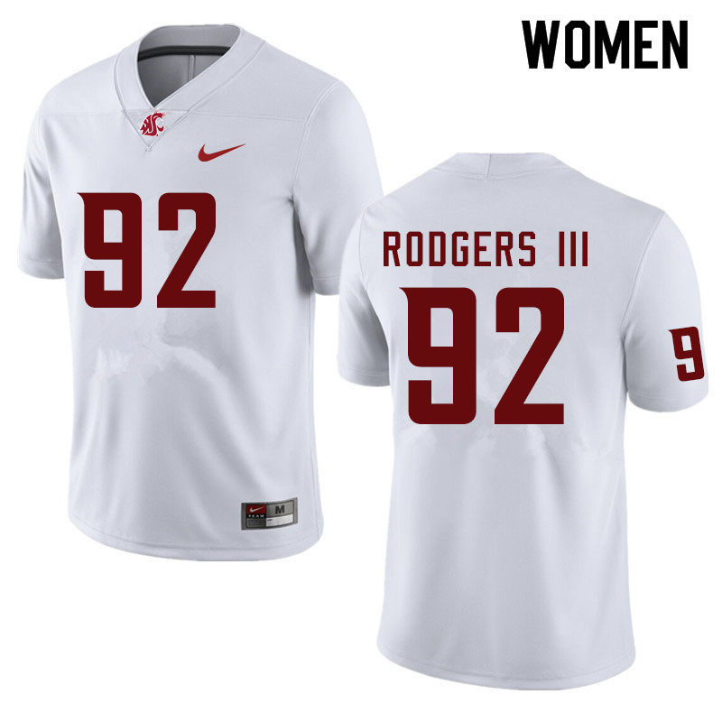 Women #92 Will Rodgers III Washington State Cougars College Football Jerseys Sale-White - Click Image to Close